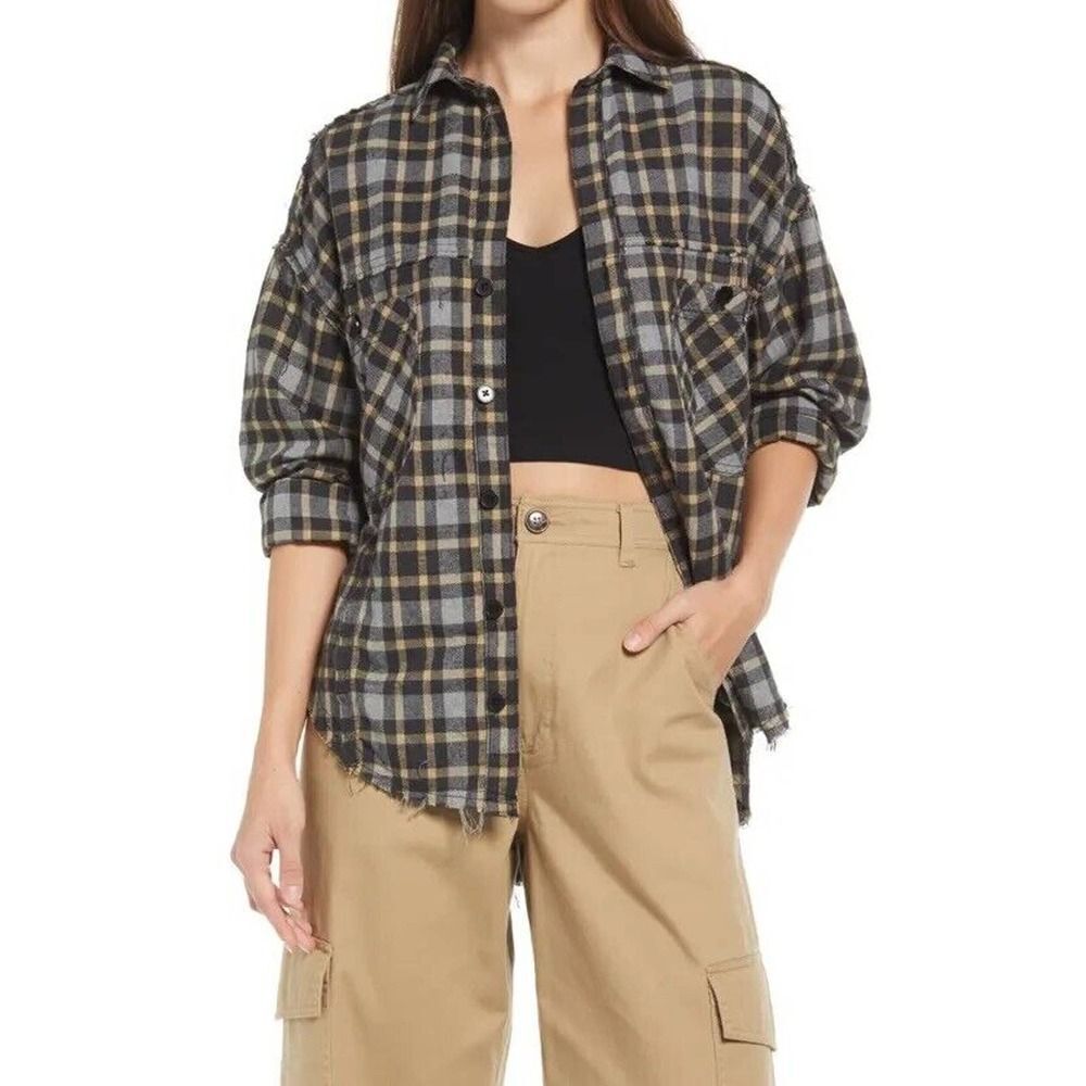 Urban Outfitters BDG Flannel Frayed Plaid Craft Long Sleeve Button Down Shirt